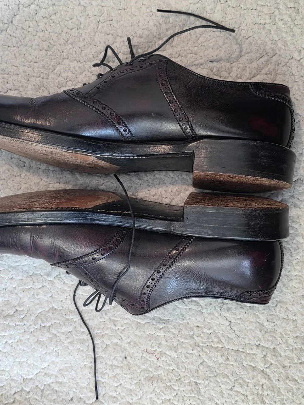Vintage Mens Private Club Burgundy Leather Wingtip Brogue Oxford Shoes 10.5 B
